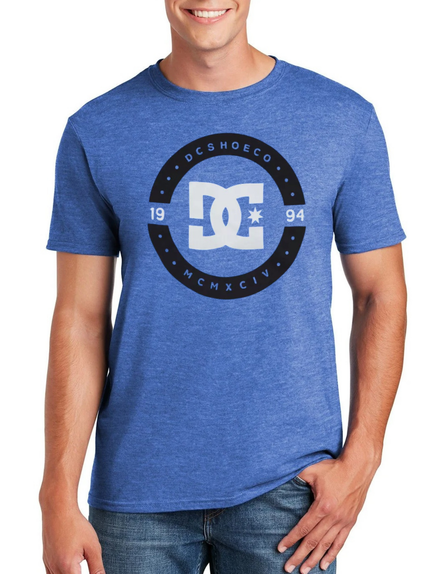 DC SHOES MENS MCMXI LOGO BLUE PREMIUM T SHIRT SHORT SLEEVES
