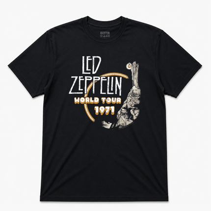 1971 Led Zeppelin World Tour  Graphic T shirt Black