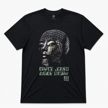 1986 Grace Jones 'Inside Story' Black T Shirt