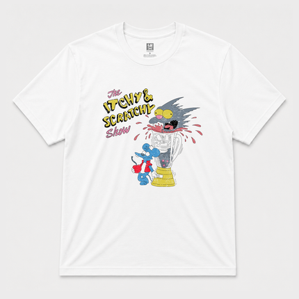 1994 Itchy & Scratchy "The Meat Grinder Graphic White T Shirt