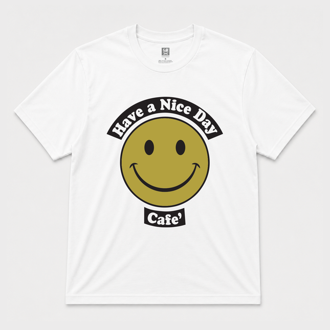1998 Have A Nice Day 'Cafe' Graphic White T Shirt