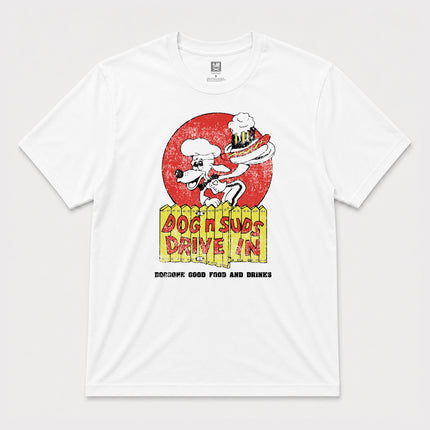Dog N Suds 'Drive In' White Graphic T Shirt