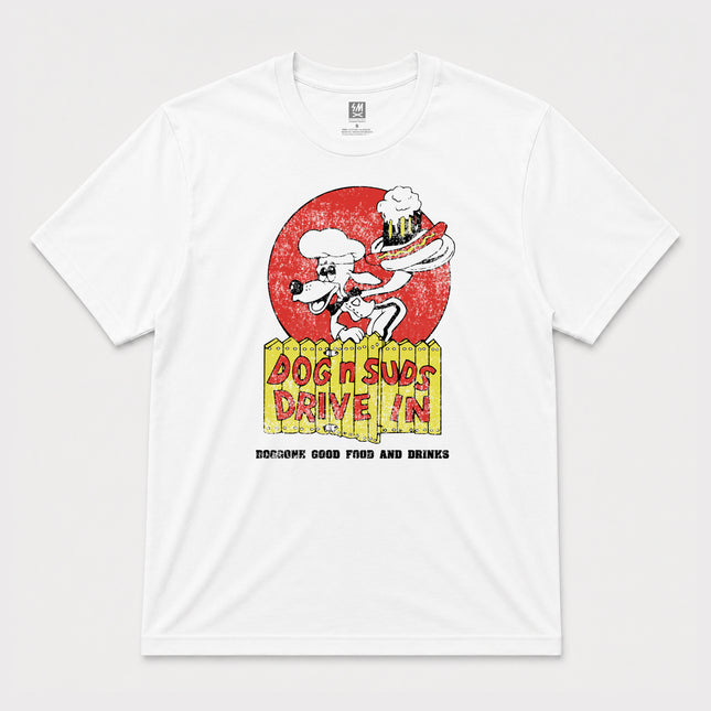 Dog N Suds 'Drive In' White Graphic T Shirt