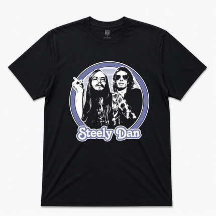 80's Steely Dan Black Vintage Look Graphic Black T Shirt