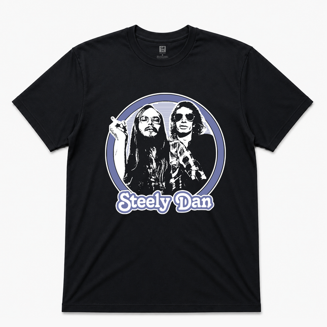 80's Steely Dan Black Vintage Look Graphic Black T Shirt