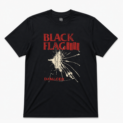 '81 Damaged Black Flag Graphic Black T Shirt