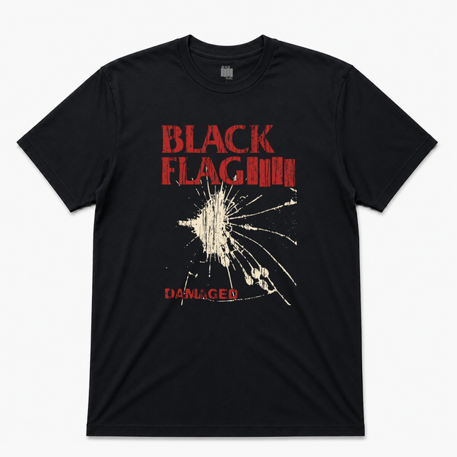 '81 Damaged Black Flag Graphic Black T Shirt