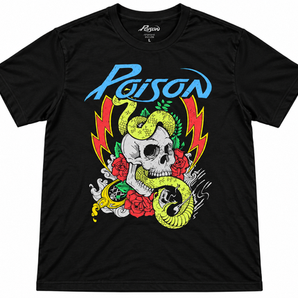 Poison Band Music Skull Snake T shirt