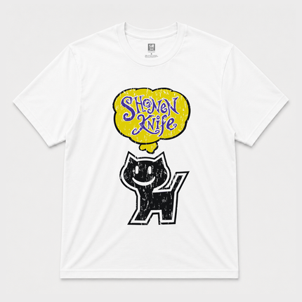 90's Shonen Kitten Club 'Shonen Knife Cat Vintage Logo Tee White T Shirt