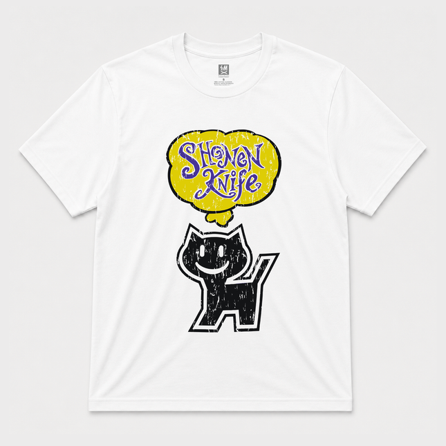 90's Shonen Kitten Club 'Shonen Knife Cat Vintage Logo Tee White T Shirt