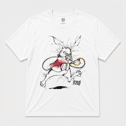 90's 'Im Late' White Rabbit Grail White T Shirt