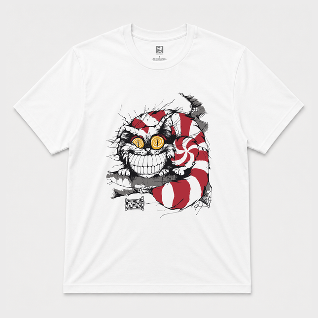 90's 'Were All Mad Here' Graphic White T shirt