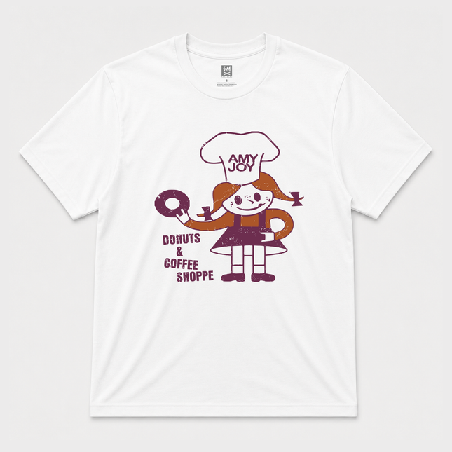 90s Amy Joy Donuts & Coffee Shoppe Graphic White T shirt