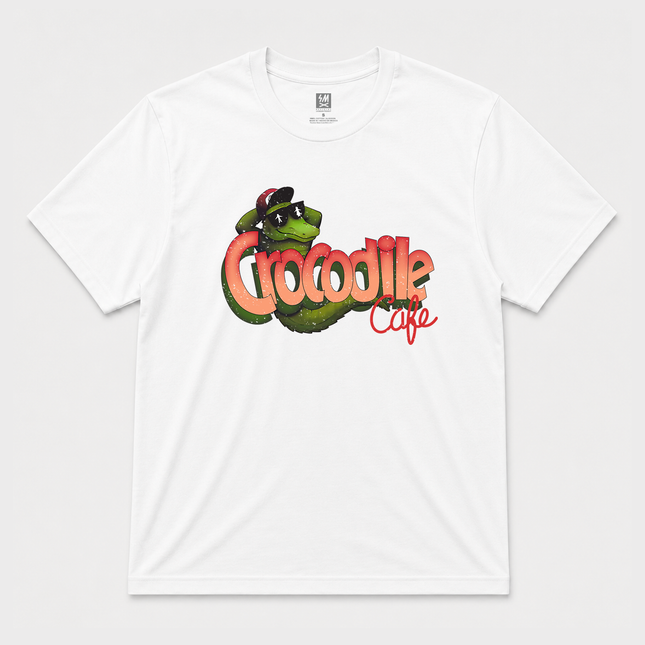 90s Crocodile Cafe Distressed Logo White T Shirt