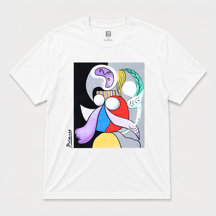 90s Picasso 'Woman With Flowers' White T Shirt