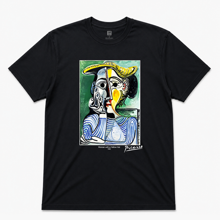 90s Picasso 'Women With A Yellow Hat' Black T Shirt