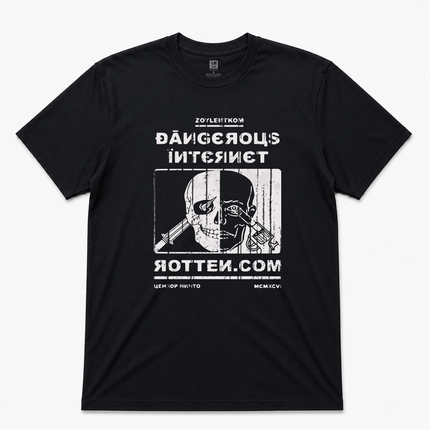 90s Rotten Dot Com 'Dangerous Internet' Rare Graphic Black T Shirt