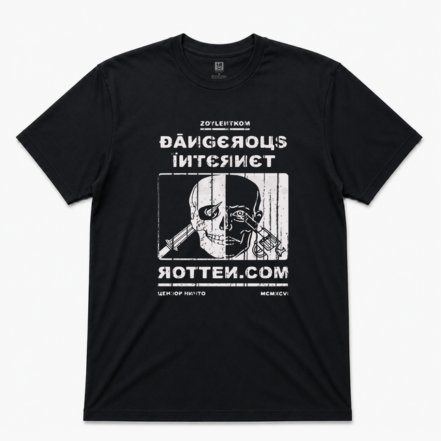 90s Rotten Dot Com 'Dangerous Internet' Rare Graphic Black T Shirt