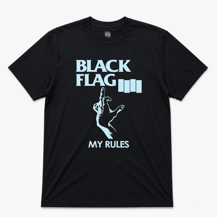 Black Flag My Rules Black Graphic T shirt
