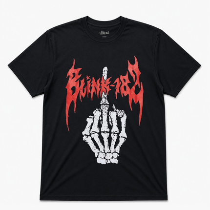 Blink 182 Skeleton Finger Graphic T Shirt