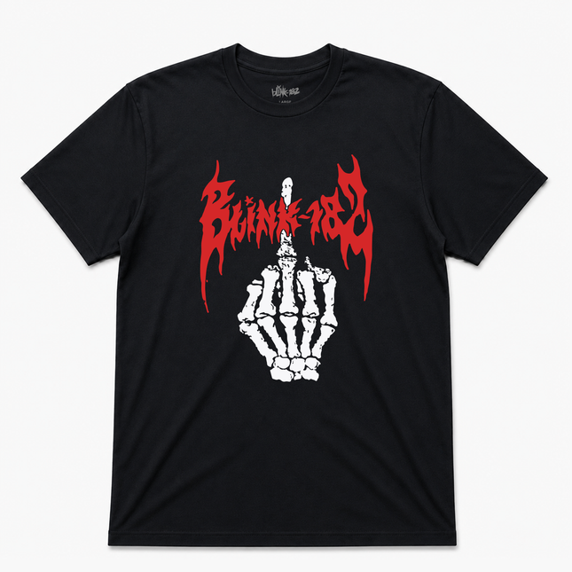 Blink 182 Skeleton Finger Graphic T Shirt