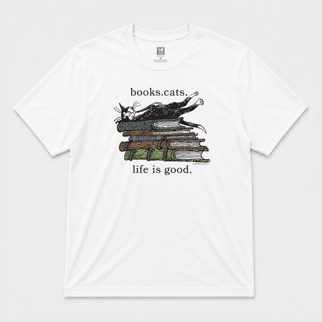 Books Cat Life Is Good Graphic T shirt