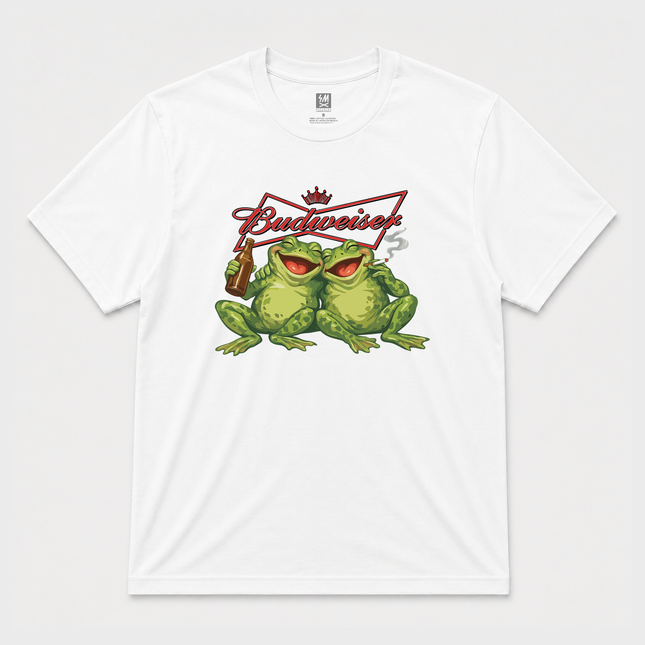Budweiser Frogs  Graphic T shirt White