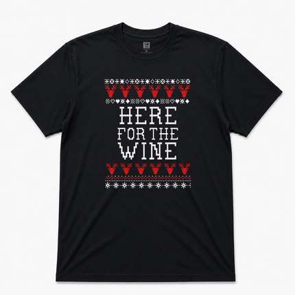 Christmas Here For The Wine Graphic T shirt