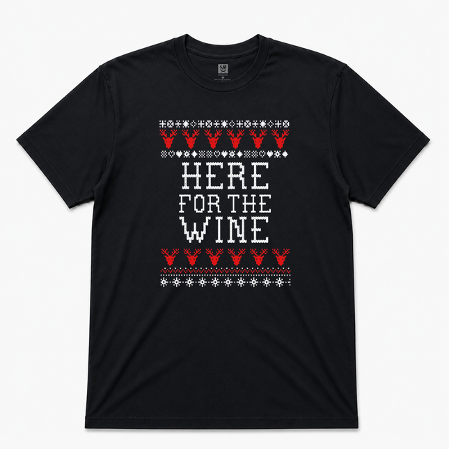 Christmas Here For The Wine Graphic T shirt