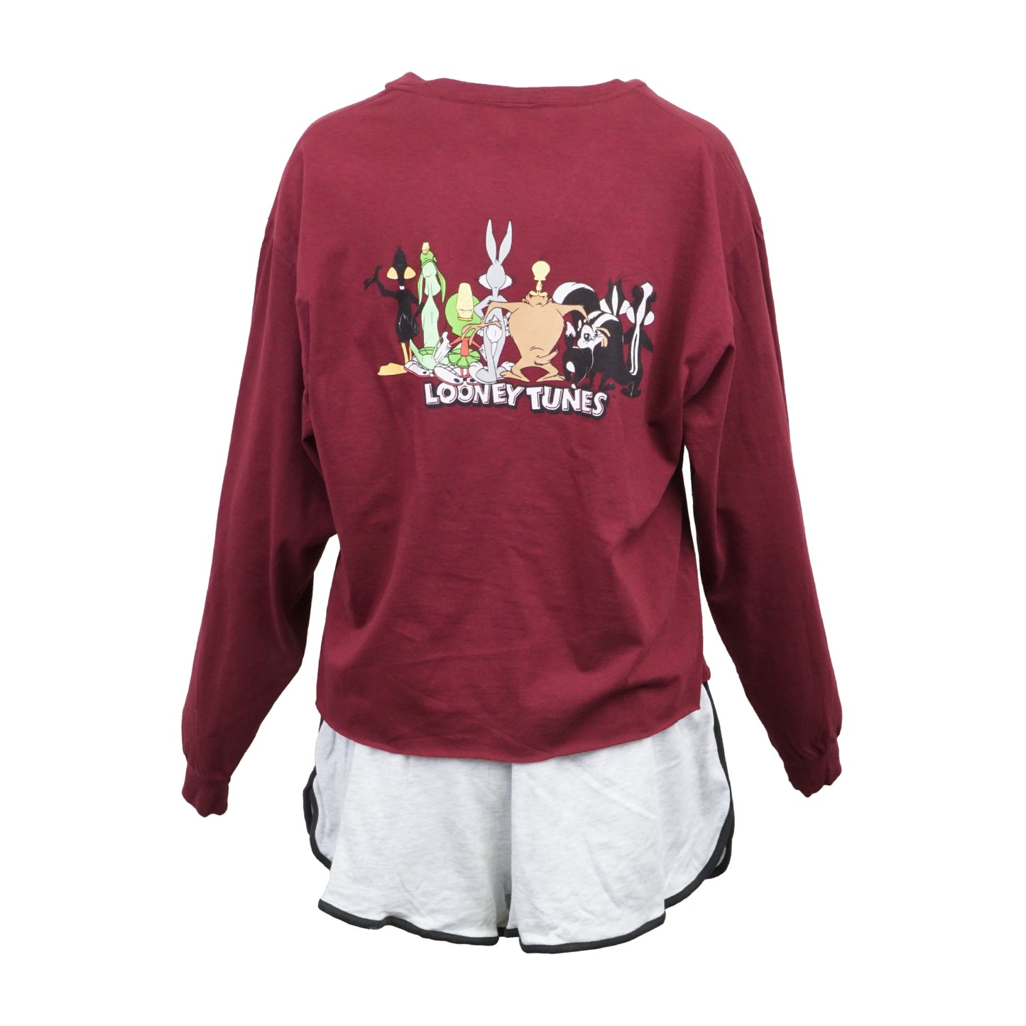 Looney Tunes Womens Raw Hem Top Pajama Set