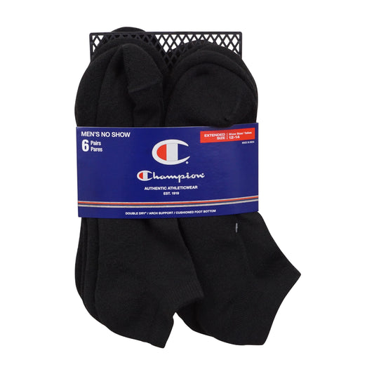 Champion Mens Double Dry Super No Show 6 Pairs Pack Socks