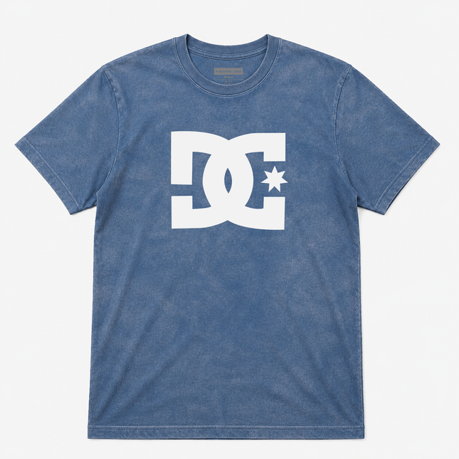 Dc Shoes Mens Logo Mineral Wash Blue T Shirt