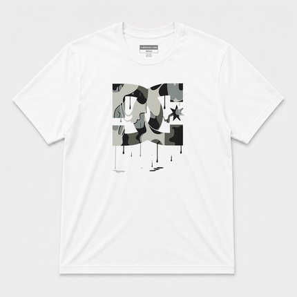 Dc Shoes Star Camo Drip Logo White Ss T Shirt
