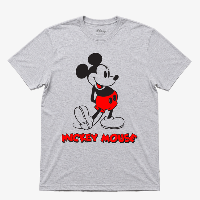 Disney Classic Mickey Mouse Stand Short Sleeves T Shirt Gray