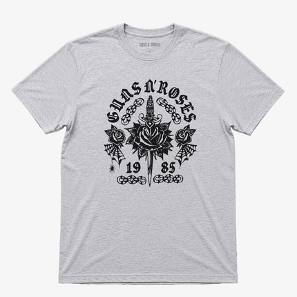 Guns N Roses 1985 Roses Sword Gray T Shirt