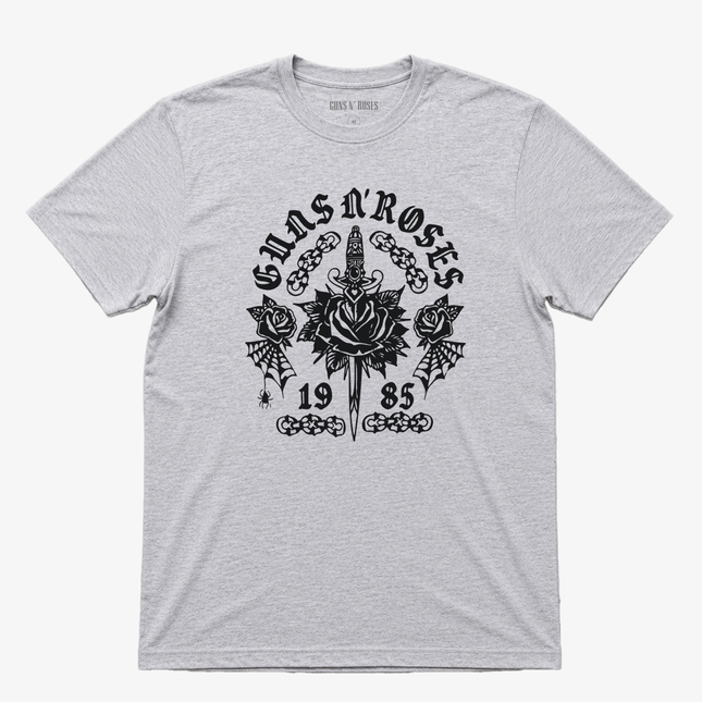 Guns N Roses 1985 Roses Sword Gray T Shirt
