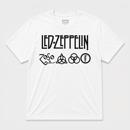 Led Zeppelin Zoso Logo T shirt White