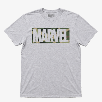 Marvel Camo Logo Graphic T Shirt Gray