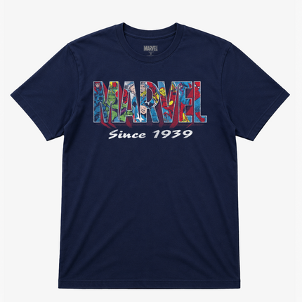 Marvel Full Of Comics Logo Graphic T Shirt Navy