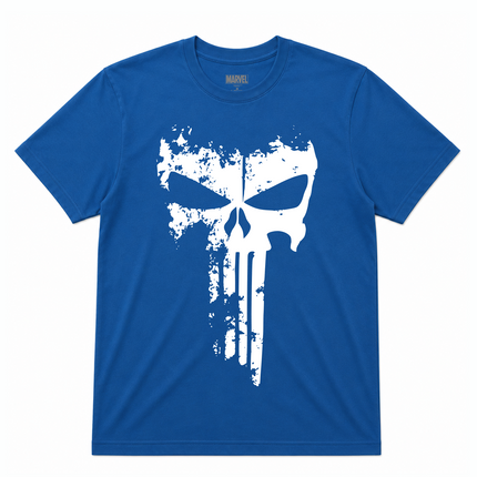 Marvel Punisher Logo Mineral Wash Blue T Shirt