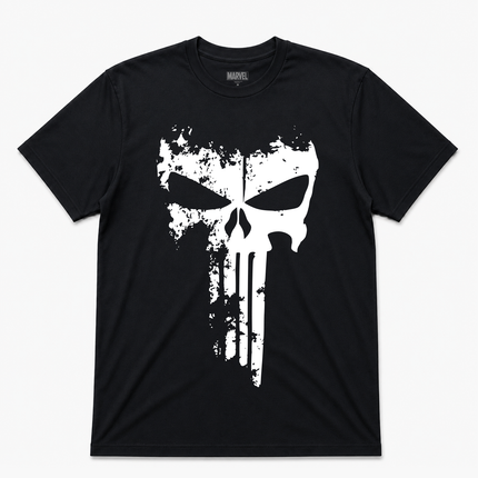 Marvel The Punisher Mens Large White Logo Graphic T Shirt