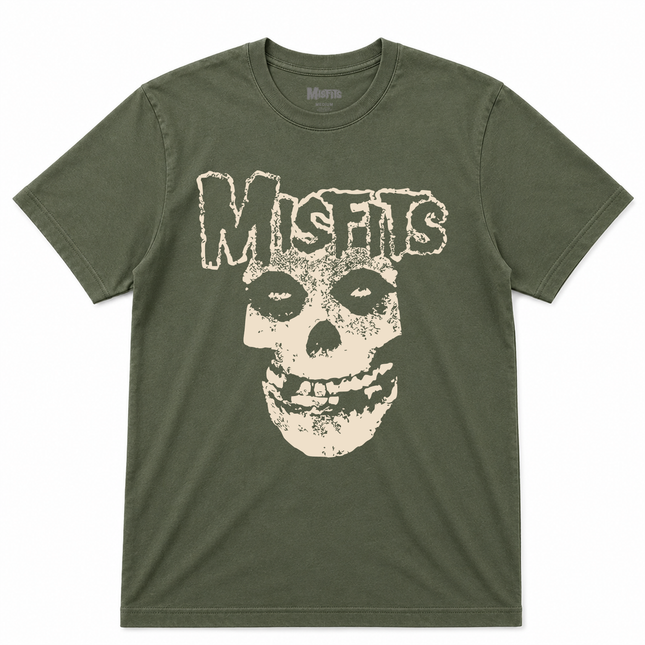Misfits Fiend Skull Green Graphic T Shirt