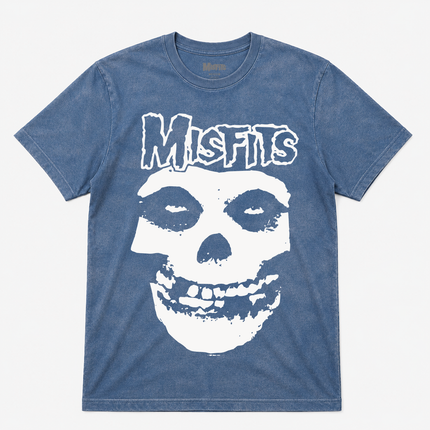Misfits Logo Mineral Wash Blue T Shirt