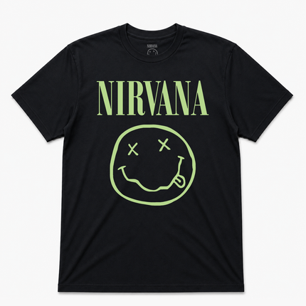 Nirvana Faux Smile T Shirt Sage Logo