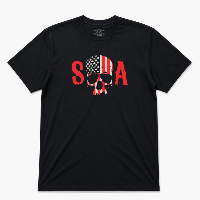 Sons Of Anarchy Sooa Flag Skull Mens Black T Shirt