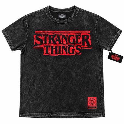 Rare Stranger Things Foil Print Vintage Wash Graphic T shirt