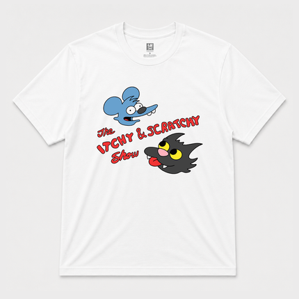 The Itchy And Scratchy Show Graphic T shirt White