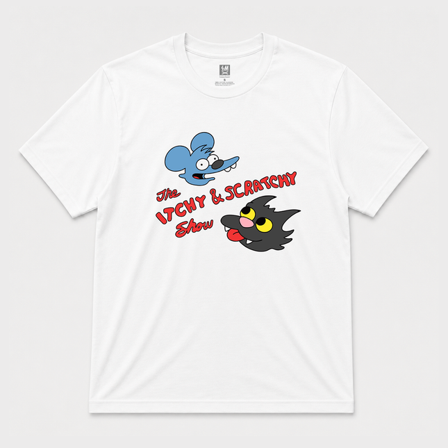 The Itchy And Scratchy Show Graphic T shirt White