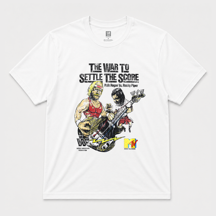 The War To Settle The Score White Graphic Hogan Vs Piper T Shirt