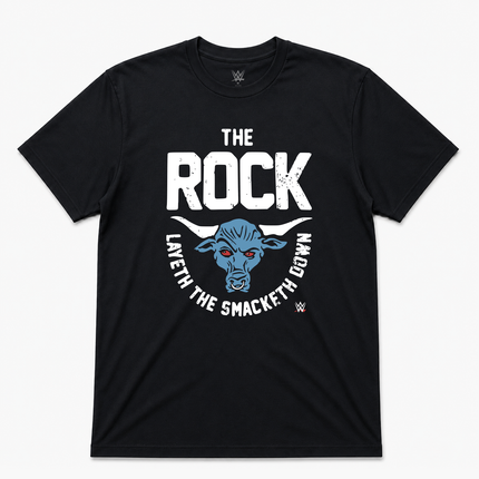 WWE The Rock Layeth The Smacketh Down T Shirt Official Item Black